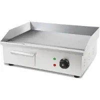 VERTES Grillplaat, contactgrill, plancha, elektrisch, 3000W, gemaakt van roestvrij staal. Grilloppervlak: plat, 55x35 cm. Met thermostaat, temperatuurregeling van 50-300°C
