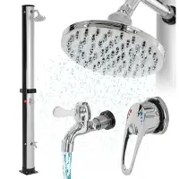 ML-Design Zonnedouche 35L met voetdouche en regendouchekop 217 cm Zilver/Zwart ML-Design