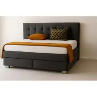 Mebloland Boxspringbed VERONA, 200 x 200 cm, met twee 7-zone pocketveringmatrassen en een gestoffeerd hoofdeinde. Kleur: grijs