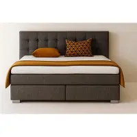 Mebloland Boxspringbed VERONA, 120 x 200 cm, met twee 7-zone pocketvering matrassen en een gestoffeerd hoofdeinde. Kleur: grijs