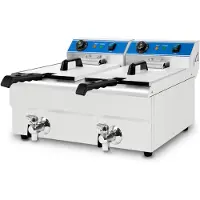 VERTES friteuse van roestvrij staal, inhoud 2 x 13 liter, 50-200°C, 6000W, 230V, koudezoneprincipe, professionele horeca-friteuse met aftapkraan, eenvoudig te reinigen