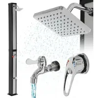 ML-Design Zonnedouche 40L met voetdouche en regendouchekop 217 cm Zilver/Zwart ML-Design