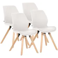 CLP Essstoel set van 4, bekleed met stof Luna, moderne gestoffeerde stoel met rugleuning, kleur: wit. Materiaal: kunstleer