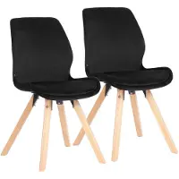 CLP Luna Set van 2 Eetkamerstoel - Modern - Rugleuning - 136 kg - Fluweel/zwart