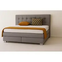 Mebloland Boxspringbed VERONA, 160 x 200 cm, met twee 7-zone pocketveringmatrassen en een gestoffeerd hoofdeinde. Kleur: donkergrijs