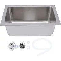 Gistuch Spoelbak voor bars, 13,39 x 8,27 x 5,31 inch, enkele kom, roestvrij staal, geschikt voor keukens in auto's, boten, campers en jachten, met afvoerzeef