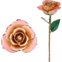 Gistuch 24-karaats gouden roos, handgemaakte, vergulde roos met stengel, een blijvend cadeau, roze-wit