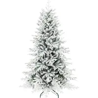 HOMCOM Kunstkerstboom, 180 cm, kerstboom met sneeuw, met 1815 takken