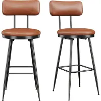 ProximaX set van 2 barkrukken, barstoelen, keukenkrukken, toonbankkrukken, designkrukken, met rugleuning en voetsteun, goed gestoffeerd, van fluweel en metaal, bruin