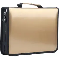 Gistuch Etui met grote capaciteit, gemaakt van Polyurethanleer en stof, met tekenstift, rits en een pennentasje (goud)