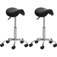 BellaFurn Set van 2 draaistoppers - werkplanken - in hoogte verstelbaar, onderhoudsvriendelijk kunstleer | Kleur: zwart