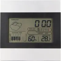 Gistuch Digitale thermometer en luchtvochtigheidmeter voor weersvoorspelling, met aluminium behuizing. Inclusief alarmfunctie, geschikt voor gebruik op een bureau of aan de muur