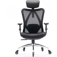Sihoo M18 ergonomische bureaustoel, ademend gaas, hoge rugleuning, verstelbare hoofdsteun en lendensteun, rollerblade wielen (zwart)
