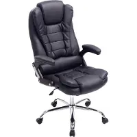 BellaFurn Luxe kantoorkruk – Ergonomische kantoorkruk – Bekleed met kunstleer, verstelbare zit hoogte. Kleur: Zwart