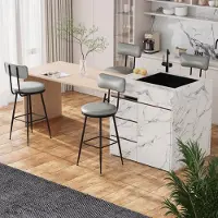 ProximaX set van 2 barkrukken met Polyurethanzitting, stevig metalen frame voor comfortabel zitten, ideaal voor keuken, bar, feestjes en restaurants, donkergrijs
