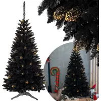 Sarcia.eu Zwart kunstkerstboom, Ghanese spar, PVC, goud, 150 cm