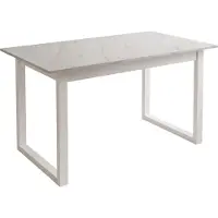 Lookway ARTON II uitschuifbare tafel, 140 cm, witte metalen U-poten, tafelblad in de kleur: Marmer Levanto