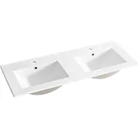 Comad Lava keramische dubbele wastafel 121x46cm wit glans