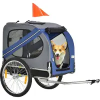 PawHut Hondentrailer fietskar blauw 130 x 73 x 94cm