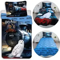 Sarcia.eu Harry Potter Hedwig Blauw, dubbelzijdig, beddengoed voor jongeren met ritssluiting, 100% katoen 140x200+70x90cm OEKO-TEX