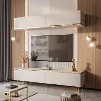 Lookway AURORA II wandmeubel op poten, kasjmierkleur, met schuin aflopende, gouden chromen poten