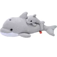 Wild republic knuffel Dolfijn 30 cm junior pluche grijs 2-delig