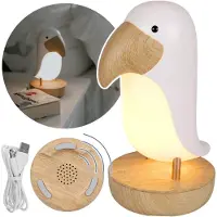 Sarcia.eu Mary's LED-nachtlampje witte toekan, lamp voor in de kamer met Bluetooth-luidspreker, USB warm licht