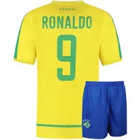 Kingdo Brazilie Voetbaltenue Thuis Ronaldo - WK 2002 - Voetbal Tenue Kinderen - Shirt en Broekje - Jongens en Meisjes - Volwassenen - Heren en Dames - Maat M
