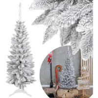 Sarcia.eu Kunstkerstboom Slim spar, smal, besneeuwd kerstboompje + standaard, als echt 120 cm