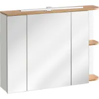 DMK Deutsches Milchkontor Badkamermeubel met spiegel, 90 cm, wit, eikenhout, goudkleurig, 3 deuren
