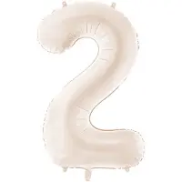 Party Deco Fluwelen folieballon cijfer 2 in beige 86cm