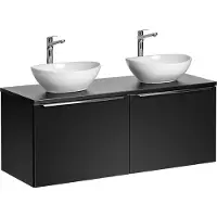 DMK Deutsches Milchkontor Sada, 120 cm, 2 wastafels: zwart mat, wit glanzend