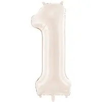 Party Deco Fluwelen folieballon cijfer 1 in beige 86cm