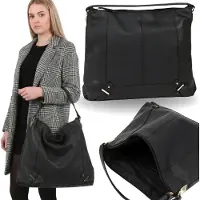 Sarcia.eu Grote zwarte HOBO-handtas voor dames, ruim, shopper-tas, eco-leer