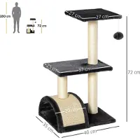 PawHut Kraboom voor katten met krabplank, zachte kussens, pluche en sisal, grijs