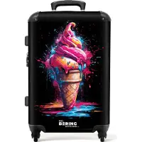 NoBoringSuitcases.com - Koffer groot - Rolkoffer lichtgewicht - IJshoorntje met blauwe en roze verf - Reiskoffer met 4 wielen - Grote trolley XL - 20 kg bagage