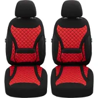 BREMER SITZBEZÜGE Autostoelhoezen voor Skoda Fabia BJ vanaf 2021 – Stoelhoezen voor bestuurder en passagier in Zwart/Rood