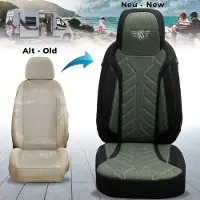 BREMER SITZBEZÜGE Premium Camper stoelhoezen voor Panama P Peak / Urban PLKT213 in Zwart/Olijfgroen (2 losse stoelen)