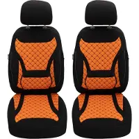 BREMER SITZBEZÜGE Autostoelhoezen voor Land Rover Discovery BJ vanaf 2017 – Stoelhoezen voor bestuurder en passagier in Zwart/Oranje