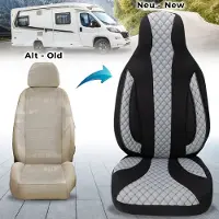 BREMER SITZBEZÜGE Premium Camper stoelhoezen voor Knaus WPL401 in Zwart/Grijs (2 losse stoelen)