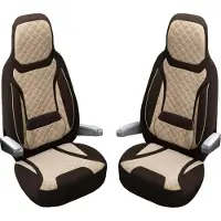 BREMER SITZBEZÜGE Premium Camper stoelhoezen voor Malibu Compact T2 in Bruin/Beige (2 losse stoelen)