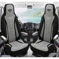 BREMER SITZBEZÜGE Premium Camper stoelhoezen voor Chausson Twist Van V594 MAX PLKT201 in Zwart/Grijs (2 losse stoelen)