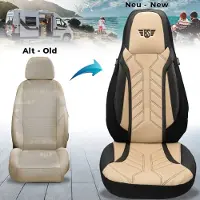 BREMER SITZBEZÜGE Premium Camper stoelhoezen voor Challenger 384 380 287 328 DPL507 in Zwart/Beige (2 losse stoelen)