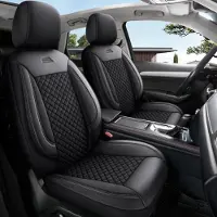 Auto Interieur Meester Autostoelhoezen voor Peugeot 206 206+ 1998-2012 in pasvorm| Set van 2 stuks | Bestuurder + Passagiersstoel AIS Serie | AIS104 | Zwart met zwarte stiknaden