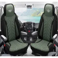 BREMER SITZBEZÜGE Premium Camper stoelhoezen voor Hobby Siesta Alkoven PLKT213 in Zwart/Olijfgroen (2 losse stoelen)