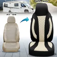BREMER SITZBEZÜGE Premium Camper stoelhoezen voor Malibu WPL410 in Zwart/Beige (2 losse stoelen)