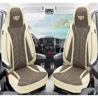 BREMER SITZBEZÜGE Premium Camper stoelhoezen voor Challenger Mageo PLKT211 in Beige/Bruin (2 losse stoelen)