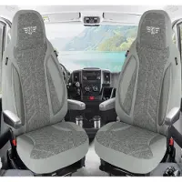BREMER SITZBEZÜGE Premium Camper stoelhoezen voor Ford Transit Custom Vanestro Pacific Titanium PLKT208 in Grijs (2 losse stoelen)