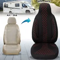 BREMER SITZBEZÜGE Premium Camper stoelhoezen voor LMC WPL402 in Zwart/Rood (2 losse stoelen)