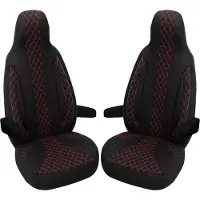 BREMER SITZBEZÜGE Premium Camper stoelhoezen voor Carado WPL402 in Zwart/Rood (2 losse stoelen)